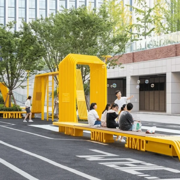 Modular Metal Street Seating Powder Coated for Urban Plaza | Contract Grade
