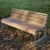 Modern Aluminum Park Bench with Wood Slats for Public Garden | Commercial Grade - Image 2