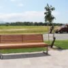 Modern Aluminum Park Bench with Wood Slats for Public Garden | Commercial Grade - Image 3