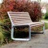 Modern Aluminum Park Bench with Wood Slats for Public Garden | Commercial Grade - Image 4