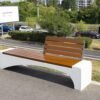 Modern Concrete Park Bench with Wood Slats for Urban Plaza | Commercial Grade - Image 2
