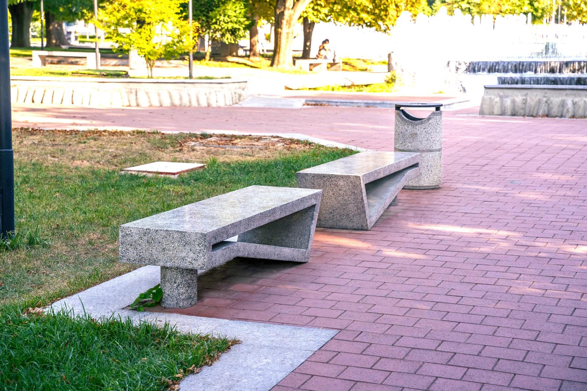 Modern Geometric Stone Bench Granite for Urban Park | Commercial Grade - Image 2