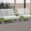 Modern Metal Slat Bench Powder Coated for Urban Plaza | Commercial Grade