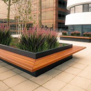 Metal square flower box seat