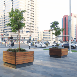 Square Metal Solid Wood Flower Pot