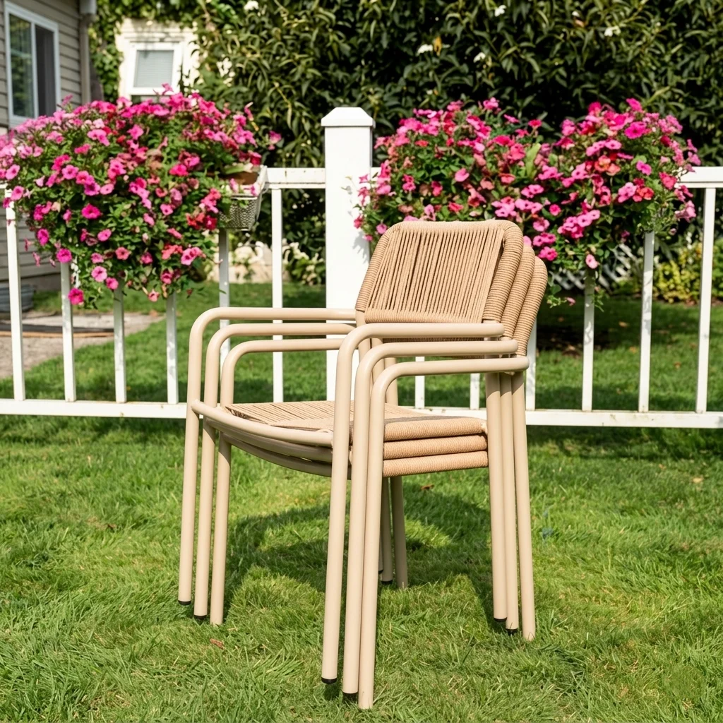 Commercial Rattan Patio Chairs with Hand-Woven Rope — Designer Hospitality Furniture - Image 3