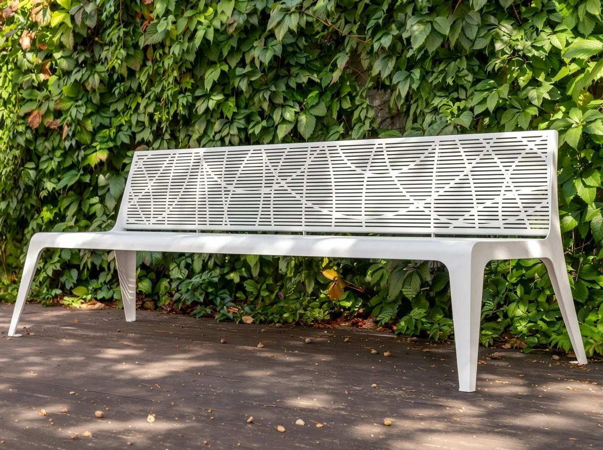 Modern Aluminum Garden Bench Laser Cut for Luxury Resort | Contract Grade
