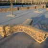 Y-Shaped Modular Metal Bench Laser Cut for Public Plaza | Contract Grade