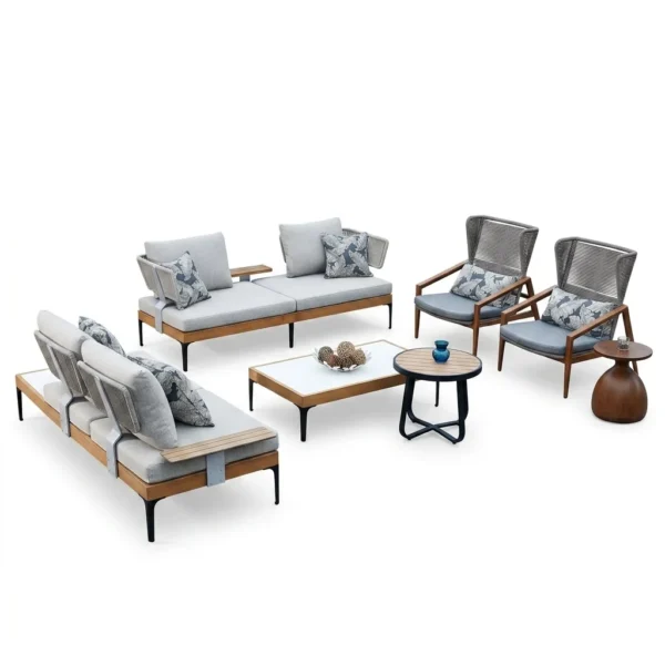 Luxury Commercial Outdoor Lounge Set with Rope Weave Accents — Factory Direct Site Furnishings