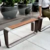 Modern Aluminum Loop Bench with Wood Top for Transit Hub | Contract Grade