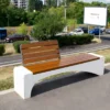 Modern Concrete Park Bench with Wood Slats for Urban Plaza | Commercial Grade - Image 6