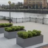 Modern Metal Street Planter Box Powder Coated for Urban Sidewalk | Commercial Grade
