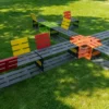 Modular Metal Public Bench Powder Coated for School Playground | Creative Urban Seating