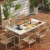 Multifunctional Outdoor Sintered Stone Grill Table with Woodgrain Finish — Factory Direct - Image 2