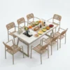 Multifunctional Outdoor Sintered Stone Grill Table with Woodgrain Finish — Factory Direct