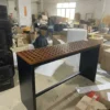 outdoor teak bar table with grid top - Image 2