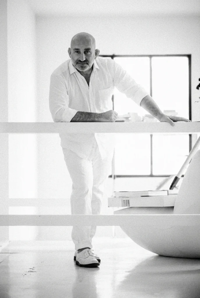 Contemporary furniture designs by Jean-Marie Massaud featuring luxury leather seating.