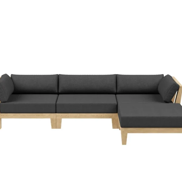 Newport Teak Outdoor Sofa With Ottoman- 4 Seat
