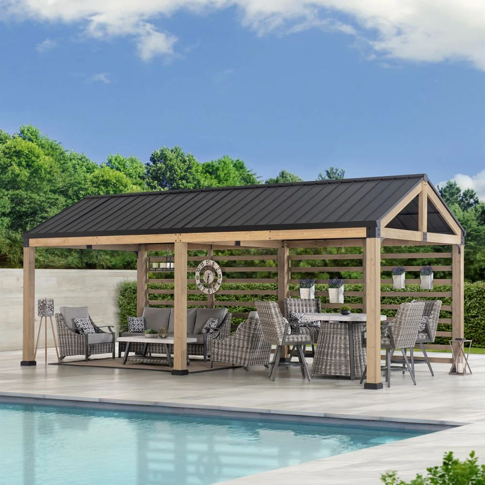 SUNJOY Newville 10x20 Wood Carport with Privacy Wall and Rain Gutter - Image 14