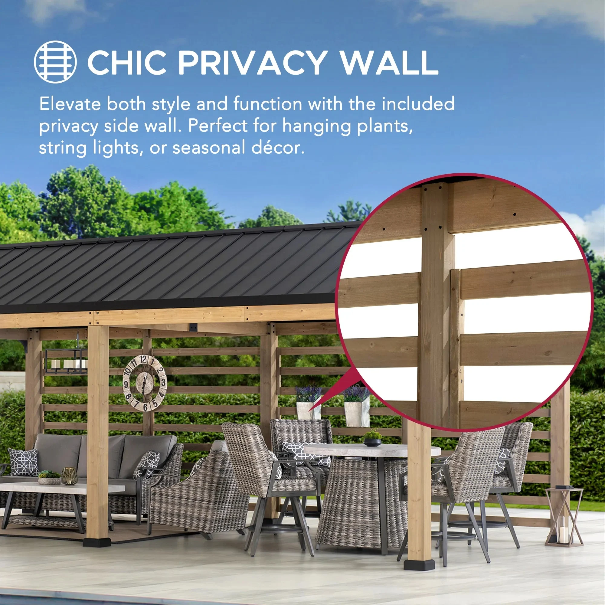 SUNJOY Newville 10x20 Wood Carport with Privacy Wall and Rain Gutter - Image 6