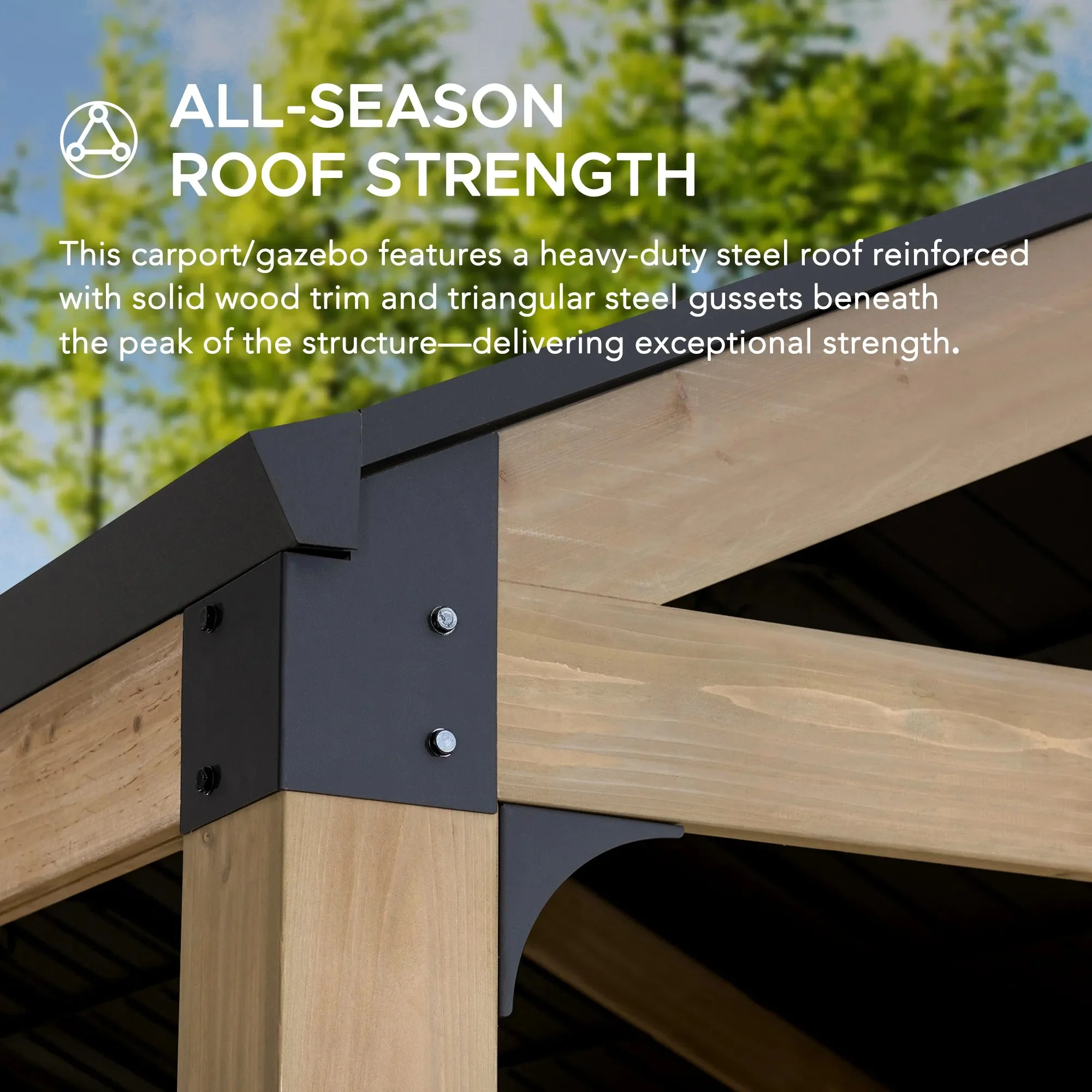 SUNJOY Newville 10x20 Wood Carport with Privacy Wall and Rain Gutter - Image 10