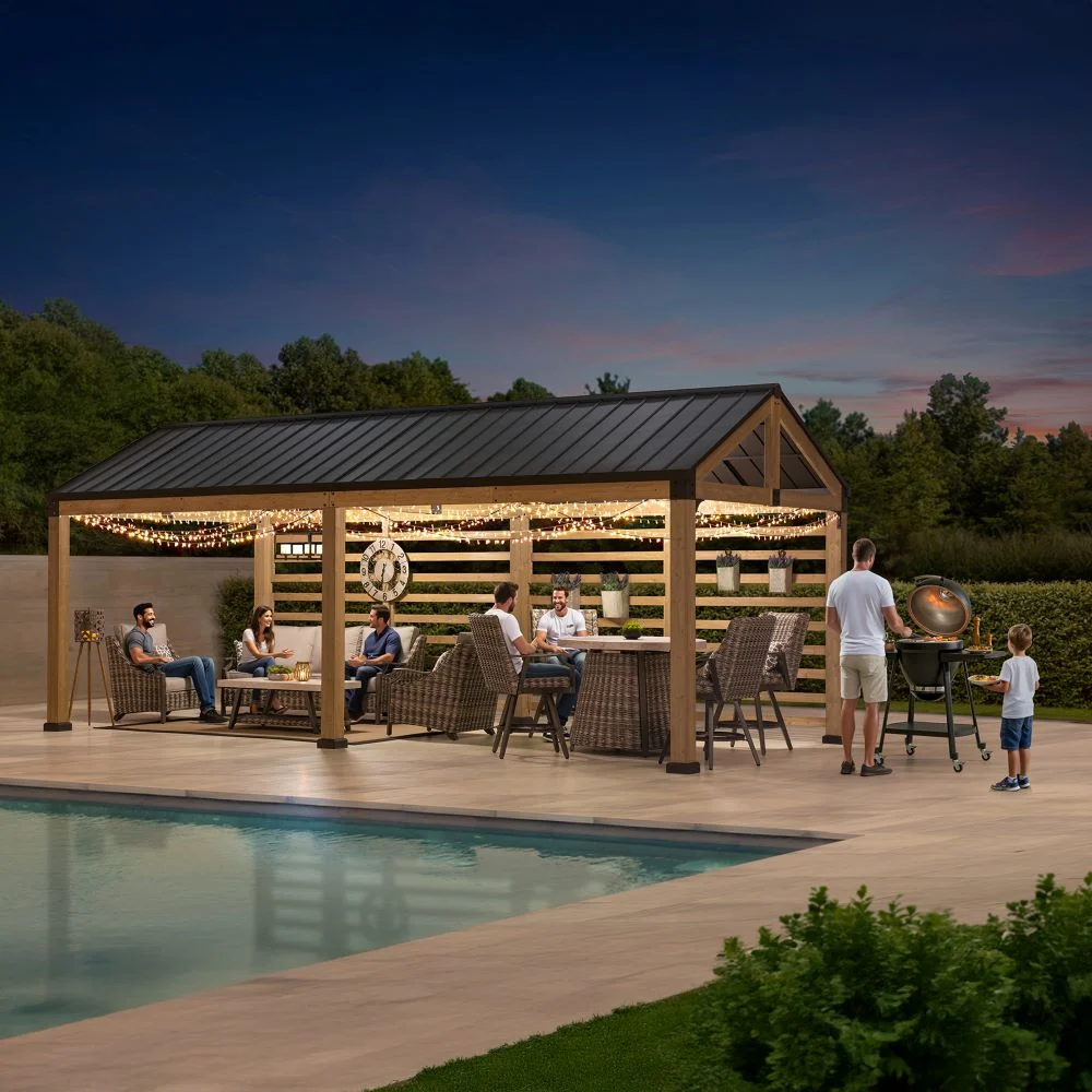 SUNJOY Newville 10x20 Wood Carport with Privacy Wall and Rain Gutter - Image 13