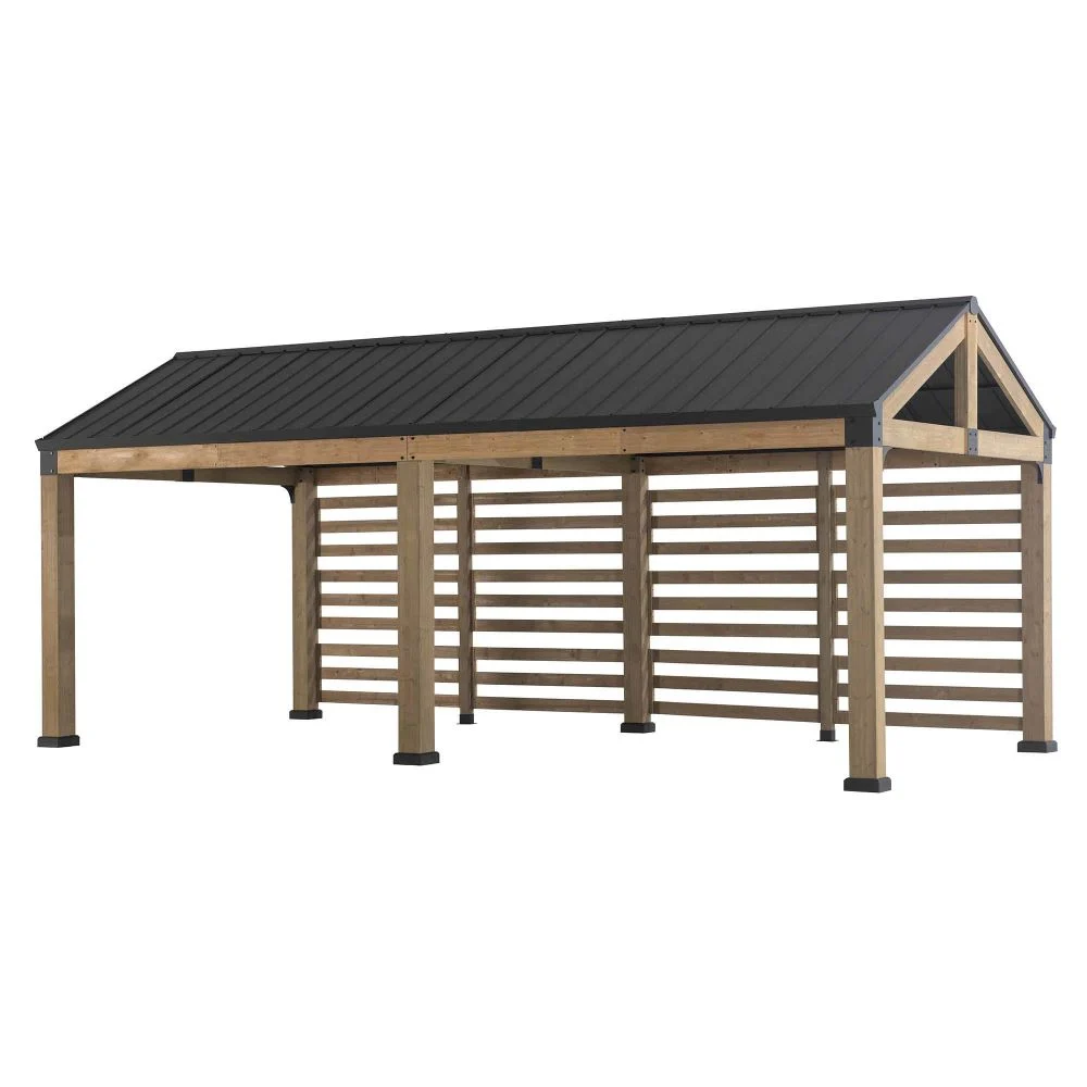 SUNJOY Newville 10x20 Wood Carport with Privacy Wall and Rain Gutter - Image 15