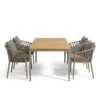 Aluminum & Teak Outdoor Dining Set with Rope Chairs | B2B Factory Wholesale