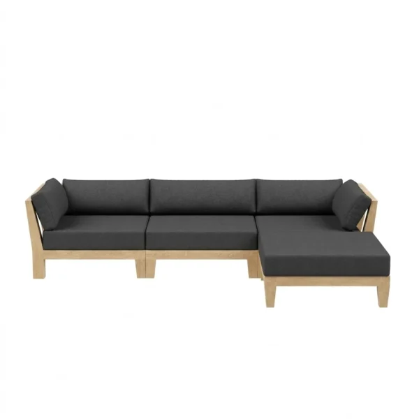 Outdoor Teak  Sofa With Ottoman- 4 Seat
