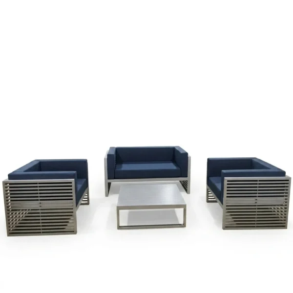 Modern Aluminum Slatted Outdoor Sofa Set | Heavy-Duty B2B Factory Supply