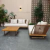 Modern Modular Rope Woven Outdoor Sofa Set with Teak Base | B2B Factory - Image 2