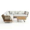 Modern Modular Rope Woven Outdoor Sofa Set with Teak Base | B2B Factory