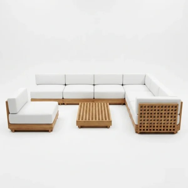 Modular Teak Grid Outdoor Sectional Sofa Set | Expert B2B Factory Supply