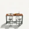 outdoor teak bar table with grid top