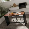 outdoor teak bar table with grid top - Image 4