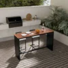 outdoor teak bar table with grid top - Image 5