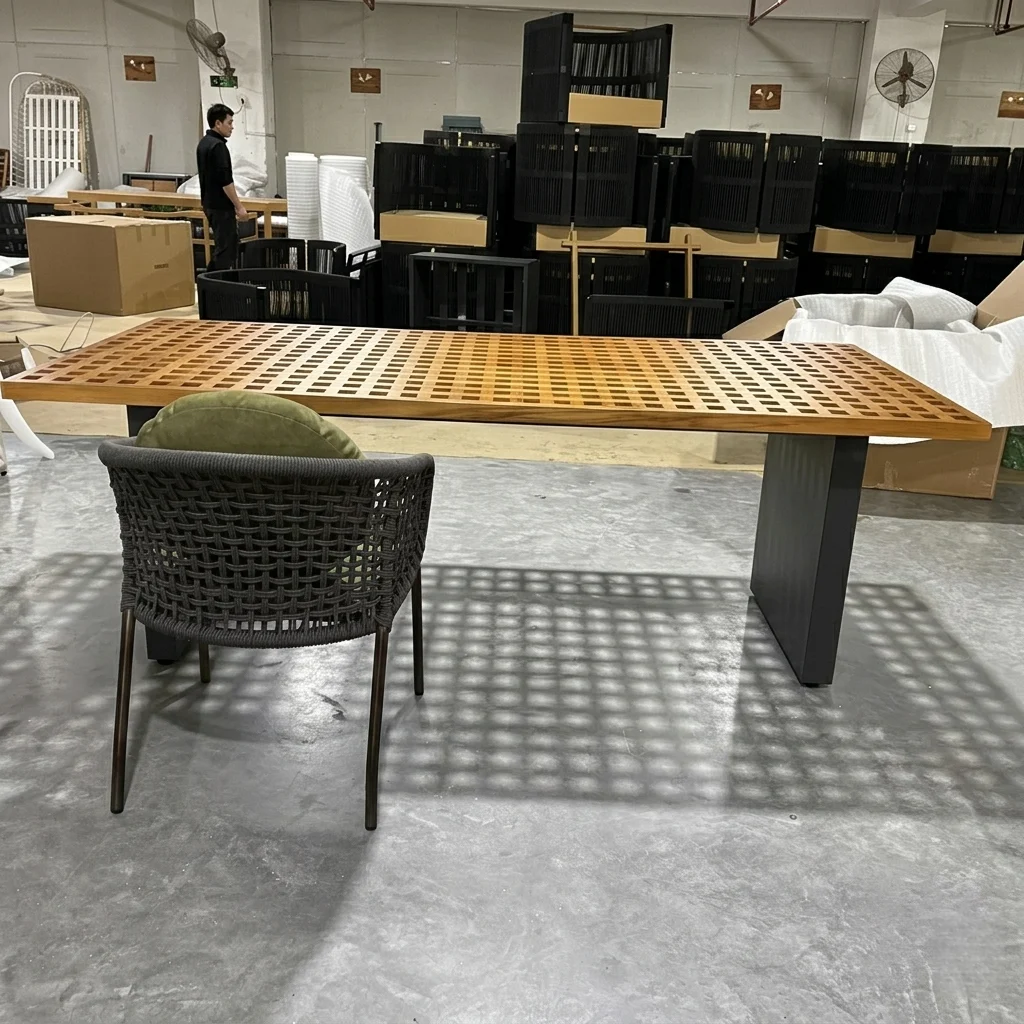 Rectangular Teak Top Outdoor Dining Table | Commercial-Grade B2B Wholesale - Image 2