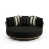 Modern Round Outdoor Daybed with Rope Woven Backrest | B2B Factory Supply
