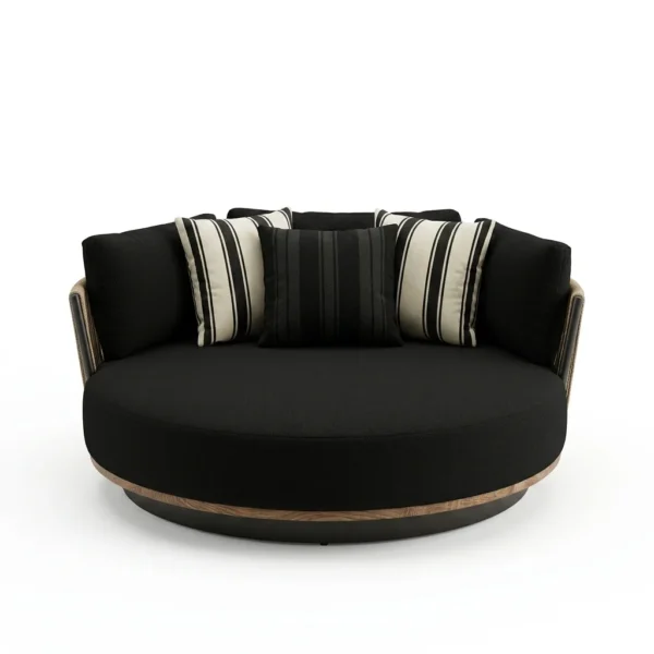 Modern Round Outdoor Daybed with Rope Woven Backrest | B2B Factory Supply