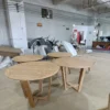 Modern Round Teak Outdoor Dining Table with Cross Base | Factory B2B Supply - Image 4