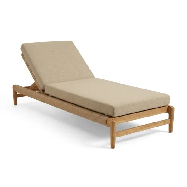 Premium Solid Teak Sun Lounger with Rope Woven Detail | Factory B2B Supply