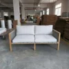 Teak & Strap Outdoor Loveseat | Wholesale Factory - Image 2