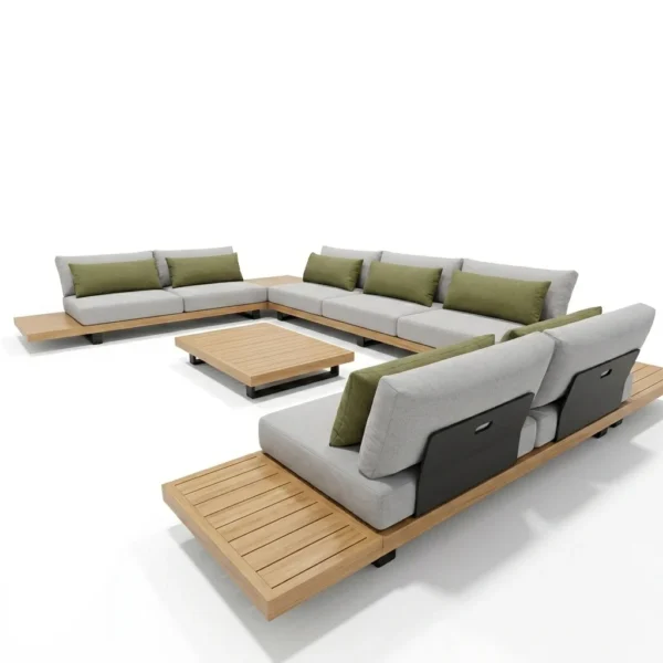 u-shaped-teak-finish-aluminum-sectional