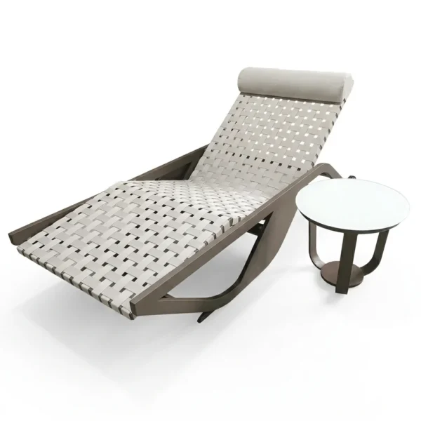 Belt-Woven Sun Lounger with Cantilever Base