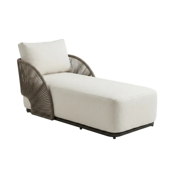 Rope Fan-Arm Chaise Daybed with Deep Cushions