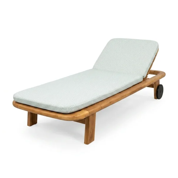 Rounded-Frame Teak Lounger with Wheels
