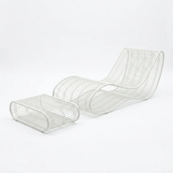 Sculptural Wire Mesh Sun Lounger with Ottoman