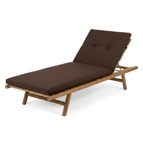 Slim-Frame Teak Chaise Lounger with Notched Recline
