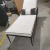 Slim Metal Frame Sun Lounger with Contrast Piped Cushion - Image 2