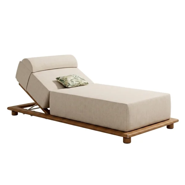 Extra-Thick Cushion Teak Chaise on Low Plinth